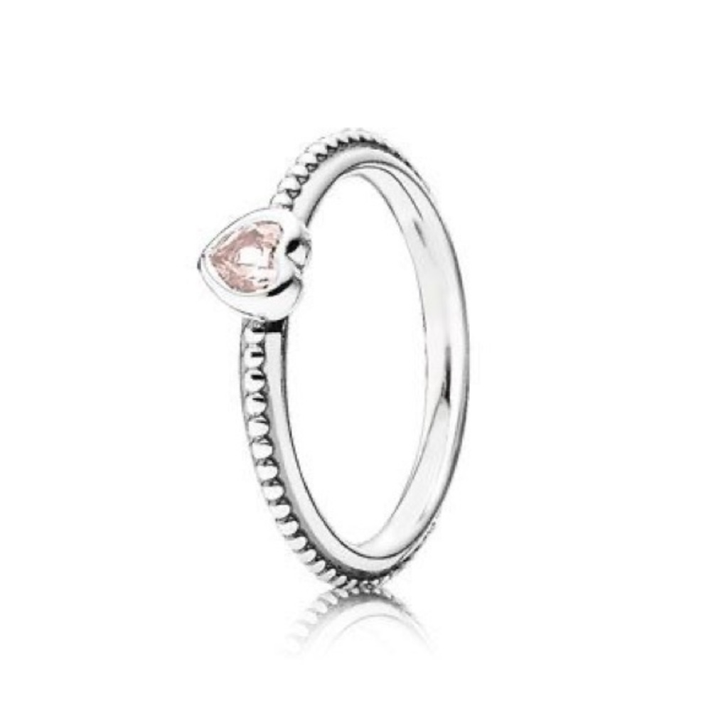 Pandora Pink Heart Beaded Ring (size 6)